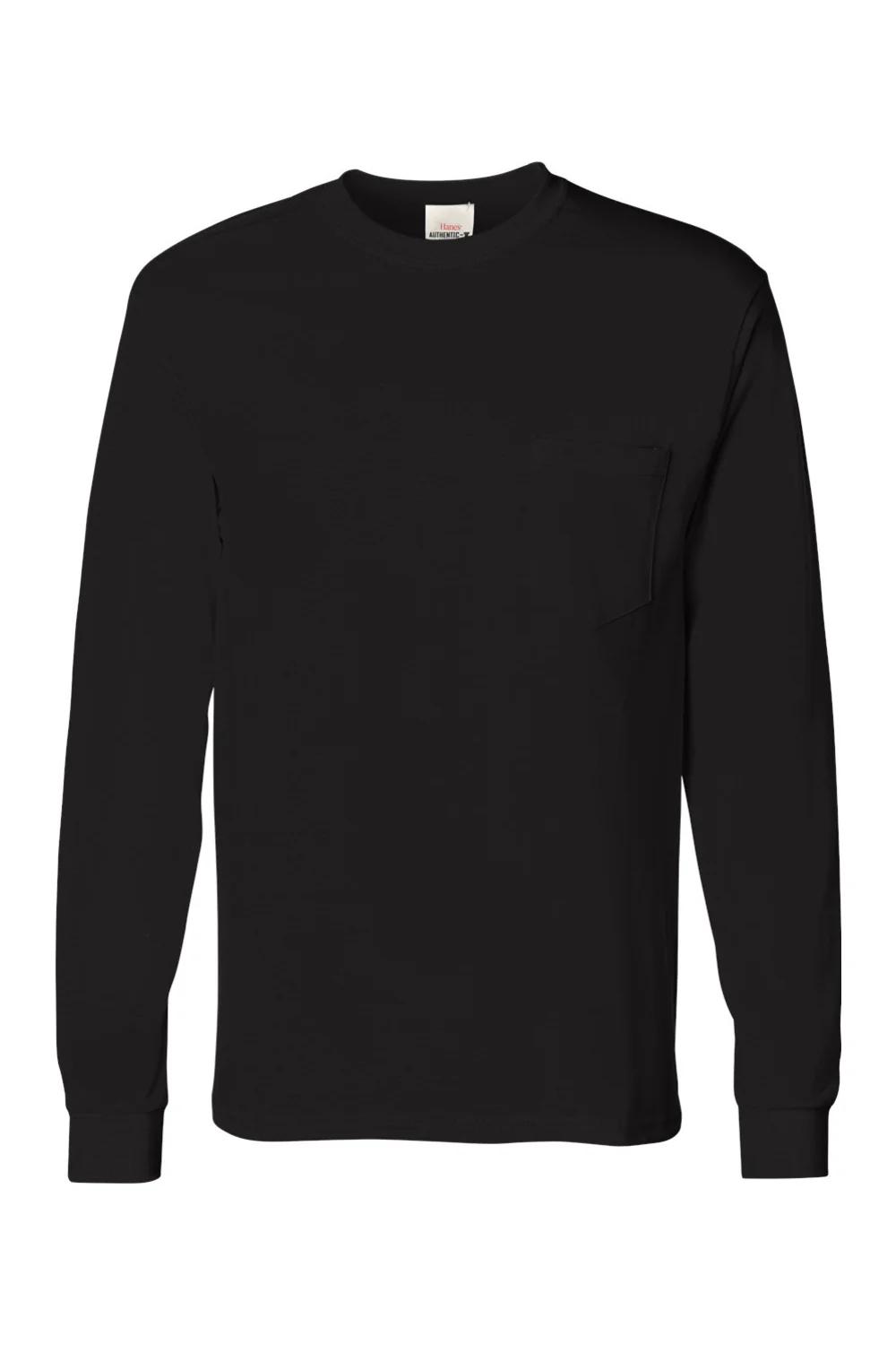 Hanes Authentic Long Sleeve Pocket T-Shirt